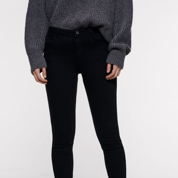 Zara Z1975 BLACK SKINNY JEWEL BUTTON JEANS - Picture 3 of 16